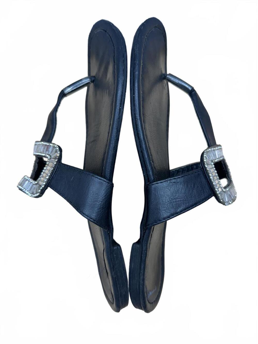 Black Sandals with Rhinestone Buckle - Picture 4 of 7